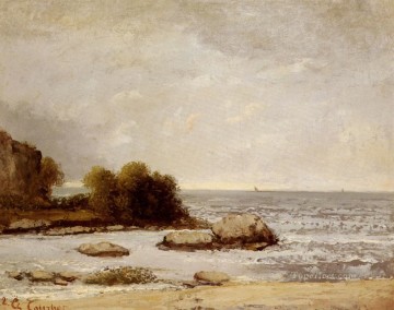 Playa Painting - Paisaje marino de Saint Aubin Playa Gustave Courbet